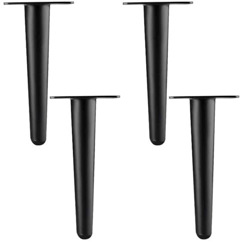 NBKJDSXL 4 Stück Tischbeine Metall,Schwarz Konisch Tischfüße,Gummi-Pad No-Slip Silent,TV Tisch/Beistelltische/Kommode/Nachttisch/Sitzbank Beine Sofas Füße,mit Schraube (15cm)