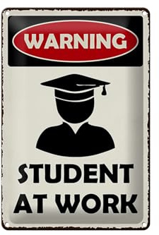 Femer Blechschild Spruch 20x30 cm Student at work Schild