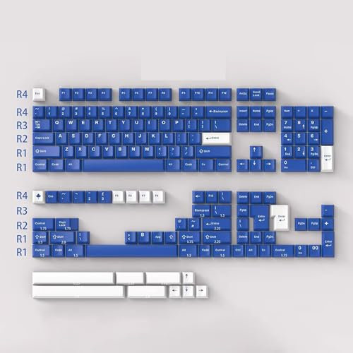 163 Keys Classic Blue Keycaps Cherry Doubleshot Keycaps Set Fit for ISO ANSI 95% 75% 65% 60% Mechanical Keyboard Cherry Mx Gateron Switches
