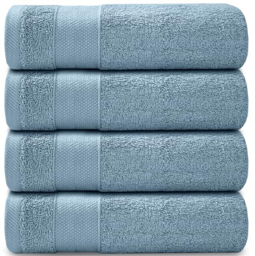 Casabella Towels - Luxury Athens Bath Sheets - 100% Cotton Super Soft Large Bath Towel - 4 Pack Quick Dry Towel Bath Sheet - Highly Absorbent Crystal Blue Bathsheets - Large Bathroom Towels