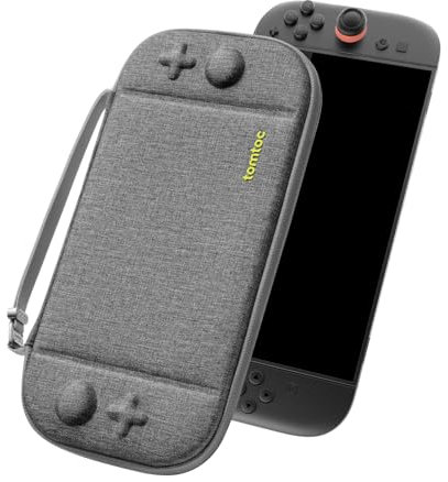 tomtoc Slim Carrying Case for Nintendo Switch 2 Model 2025, Odorless Felt Protective Hard Shell with 12 Game Card Slots, Portable Travel Storage Case with Original Patent and Military Grade Protection