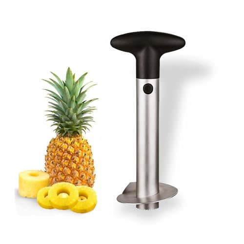 Pineapple Corer And Slicer 2 In 1 Stainless Steel Core Remover Dishwasher Safe Pineapple Rings Cutter With Non Slip Detachable Handle Easy Kitchen Fruit Tool Ideal For Home Kitchens & Restaurant (1pc)