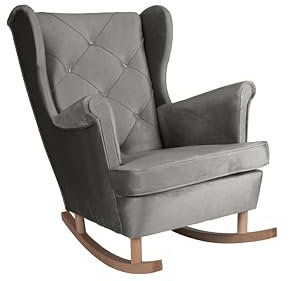 X-Group4th Sessel Wohnzimmer Ohrensessel Samt Bunt Loungesessel Fernsehsessel Relaxsessel Wohnzimmersessel Couchsessel Armsessel Polstersessel Lounge Füße Farbe Grau 102x90x84 cm