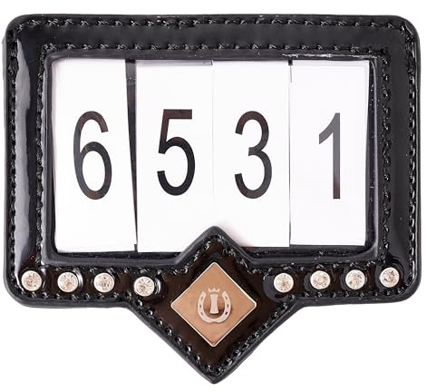 Imperial Riding Turniernummern IRH Show and Glow, Startnummernhalter mit Kristallen und Croco Optik, vierstellig mit Magnetverschluss, Schwarz-Rosegold, 1SIZE
