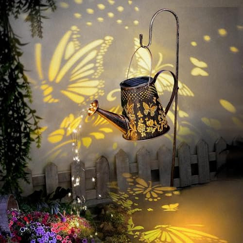 GuKKK Solar Luces para Jardín con Cadena de Luces Regadera Solar Luces Decorativas, IP65 Impermeables Exterior Jardin con Soporte,lampara exterior para Camino/Pasarela/Terraza (Mariposa)