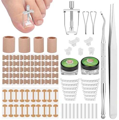 BUTBU Ingrown Toenail Removal Kit, Ingrown Toenail-Corrector Tools | with Podiatry-Toenail Braces, Silicone Toe Strap, toenail Straightener Strips and Patch for Toe Pain Relief