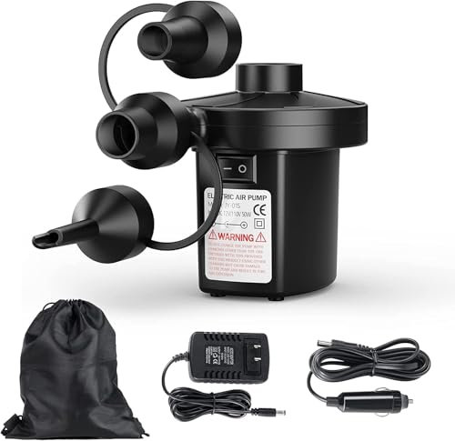 Pompa ad Aria Elettrica, Pompa Elettrica, Gonfiatore elettrico con 3 ugelli d'aria per campeggio all'aperto, tappeti gonfiabili, gonfiaggio e sgonfiaggio di piscine