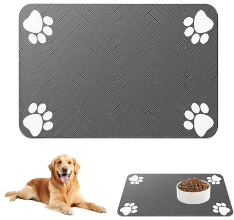 Tapis pour Gamelle Chien 50 x 30 cm, Antidérapant | Tapis Nourriture Chat en Terre de Diatomée, pour Distributeur Nourriture et d'eau, Super Absorbant et à SéChage Rapide