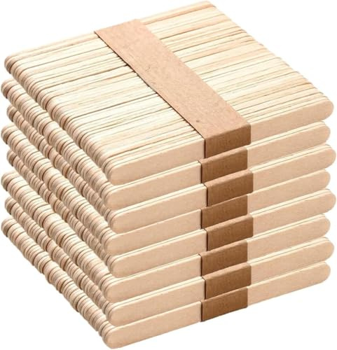 400 Eisstiele aus Holz, Bastelstäbchen in 2 Größen für DIY & Modellbau | 400 glatte Holzstäbchen in 2 Größen für Basteln, Schule, Deko, Modellbau und Kinderprojekte – auch für Eis geeignet.