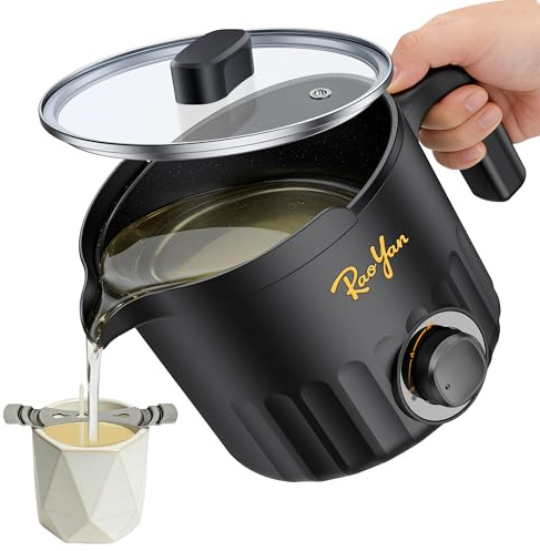 RAOYAN 1.5L Candle Wax Melter with Pour Spout, Candle Making Kit for Beginners and Adults, Wax Melting Pot for Candle Making with Stirring Spoon - Black