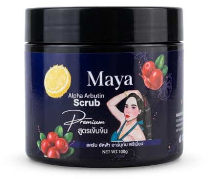 Maya Alpha Arbutin Scrub Premium | Exfolierendes Körper- & Gesichtspeeling | Honig, Kokosöl, Zitrone, Jojoba | 100g