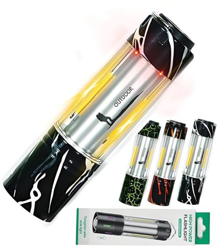 Lampe torche rechargeable haute puissance 500 m longue portée zoom camping randonnée (D)