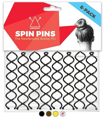 Hawwwy Spiral Bobby Pins 8 Pack Spin Pins, Easy & Fast Bun Maker Twist Hair Pins für Frauen Kinder, Updo Haar Zubehör, Perfekte kleine Bun Bobbypins Bobbie Mode (Schwarz 2 Zoll)