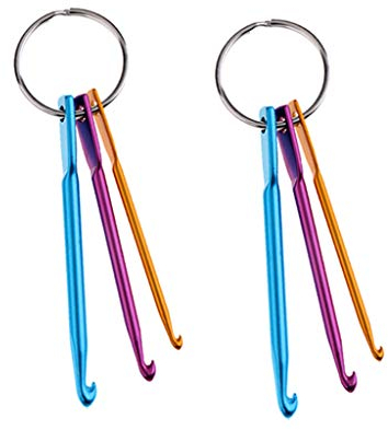 perfk 6 Häkelnadel Stricknadeln Schlüsselanhänger 3 mm; 4 mm; 5mm