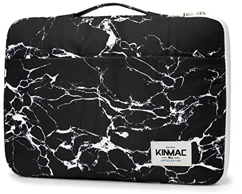 Kinmac Robuste 360°-Schutzhülle für Laptops, mit Griff, für MacBook Pro 14 Zoll (35,6 cm), 14-14,4 Zoll (35,6-36,6 cm) große Laptops von HP, Lenovo, Dell, Asus, Acer, schwarzes Marmor-Design