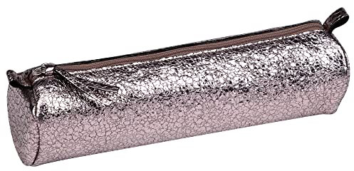 Clairefontaine 410029C Schlampermäppchen aus Leder Celeste Rund Ø5,5 x 22cm, 1 Stück, Lazer Alba