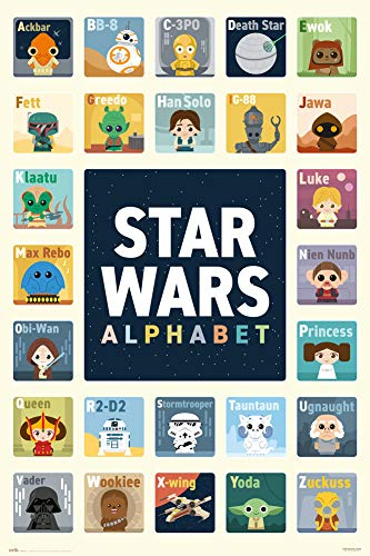 Grupo Erik Star Wars Deko - Star Wars Alphabet Poster - Kunstdruck - Deko Wohnzimmer oder Deko Schlafzimmer - Zimmer Deko - Größe : 61 x 91, 5 cm - Originales Geschenk - Offizielle Lizenz