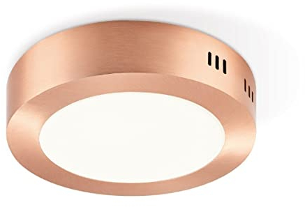 Home Sweet Home Moderner LED Deckenleuchte | Ska | rund | 17/17/3.6cm | Kupfer | Deckenstrahler aus Metall gemacht | LED integriert | 12W | 1200lm | 3000K | warmweißes Licht