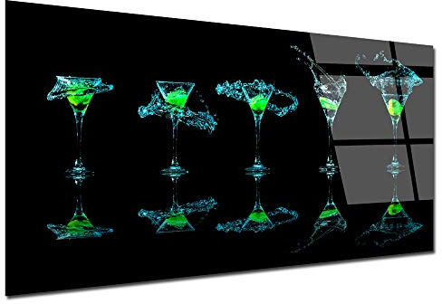 DECLINA Plexiglastafel Martiniglas, Grün – Glasdruck Obst und Farben – Wanddekoration für Haus, Küche, Wohnzimmer, Schlafzimmer, Büro – 150 x 75 cm