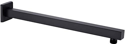 Braccio doccia nero opaco con flangia da 16 pollici montato a parete braccio di prolunga per bagno soffione doccia a pioggia, in acciaio inox, a forma quadrata