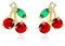 VONSSY Kirsche Ohrringe | Rote Tropfen-Ohrringe mit Ohrstecker Kirsche-Gold