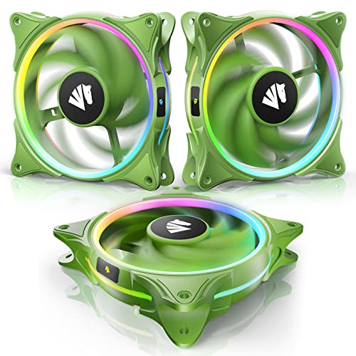 Asiahorse FS9001 PWM A-RGB Case Fan, 120mm Quiet Computer Cooling PC Case Fan, 5V 3 Pin (Green-3)