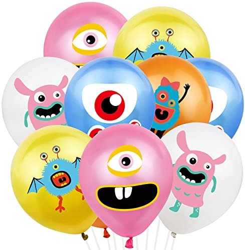 Oblique Unique® Monster Luftballon Set 10 Stk. Ballons für Jungs und Mädchen für Kinder Geburtstag Schuleinführung Schulanfang Motto Party