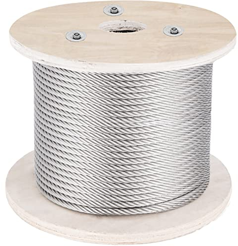 VEVOR Cable de acero inoxidable 316 diámetro de 4 mm cable de alambre inoxidable de 152 m construcción 1x19 resistencia a la rotura 1496 kg para barandilla exterior, cubierta, balaustre de bricolaje