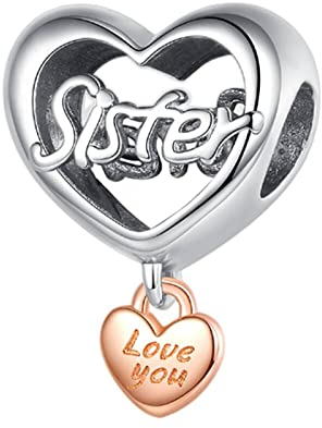 Charme Liebe dich Schwester Charms-Anhänger 925 Sterling Silber Charm Bead Pendant für Europäische Armbänder und Halsketten
