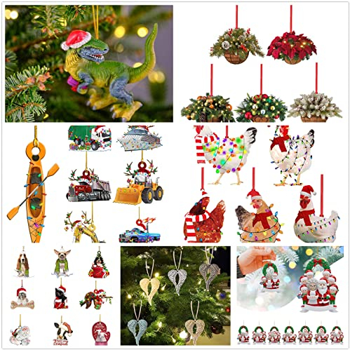 Weihnachten Deko, Weihnachtsbaum Dekoration, Weihnachtsbaumschmuck Ornament Weihnachten Blumen Dekor, Christbaumanhänger Anhänger Acryl Weihnachtsschmuck, Weihnachtsbaum Anhänger (B-3, One Size)