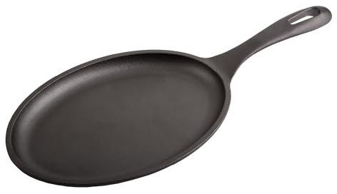Victoria Fajita Skillet Griddle Pan Enameled Cast Iron Induction 25 x 18 cm, Suitable for Fire, Barbecue, Oven, Hob Ceramic, Gas, Cast Iron Skillet, Toxic Free Without PTFE or PFOA