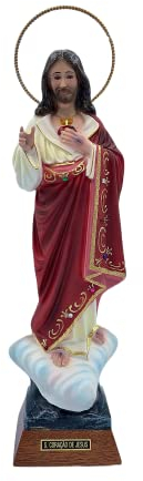 Statue Heiliges Herz Jesu aus Polystyrol mit Glasaugen 34 cm