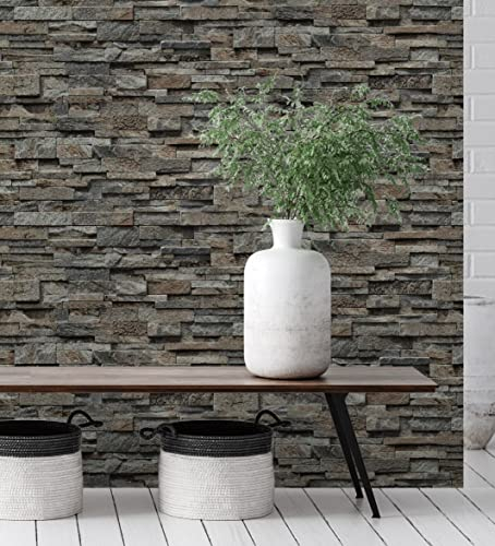 GAULAN 127672 - Vlies-Vinyltapete, Strapazierfähig, Abwaschbar. Tapete mit Schiefersteinwand-Effekt und Relief-Textur für Wohnzimmer Küche Bad Flur Esszimmer - Rolle 10 m x 0,53 m