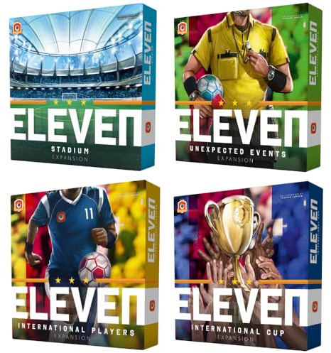 Eleven Football Manager Board Game Expansions Bundle: Unexpected Events, Stadium, International Cup, and International Players Expansions (4 Items)