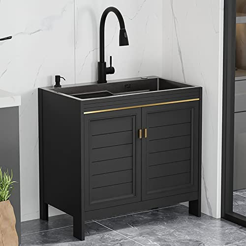 KüChenspüLen,GroßE EinzelbeckenspüLen mit Ausziehbaren WasserhäHnen,KüChenspüLen mit Abtropfkorb und Seifenspender,Freistehende SpüLen mit Warm-Und KaltwasserhäHnen. ( Size : 68x45x76cm , Color : Pull