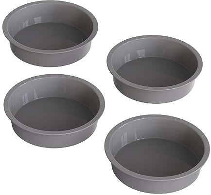 KEYFIVE 5.5 Inch Round Cake Pans, 4Pcs Silicone Cake Tins, Non-Stick 5 inch Silicone Molds for Baking Small Baking Tins for cheesecakes