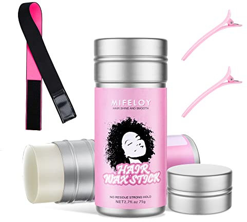 3 Stück Damen Haarstyling Set, 2.7 fl.oz Haarwachs Stick, Modellierung Haar Wachs Pomade für Babyhaar Frizz, Hair Styling Edge Kontrolle Glue Haarcreme Gel, Perücke Elastisches Band, 2 Haarnadeln