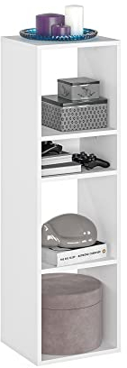 KOMTO Regal Weiß - Bücherregal Standregal Würfelregal Büroregal 33,8 х 30,7 х 112,5 cm Bücherschrank RIM3 für Kinderzimmer Regal Wohnzimmer