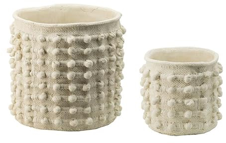 A & B Home Übertöpfe aus Zement, 35,1 cm und 23,9 cm, cremefarben, für den Innen- und Außenbereich, 2 Stück