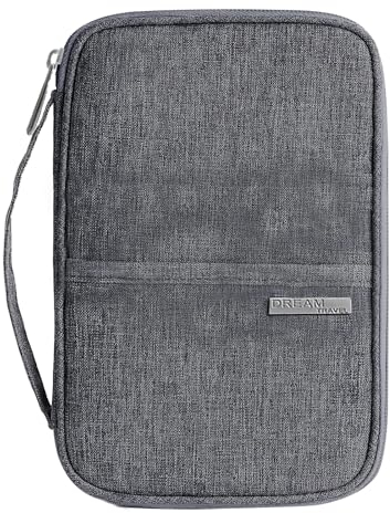 SVUPUE Reisepass Tasche Reisepasshülle, Tasche Familie Reiseorganizer, Wasserdicht Travel Organizer, mit RFID Passfächer Kartenfächer, für Pass, Kreditkarten, Reisedokumente, Ausweis (Grau)