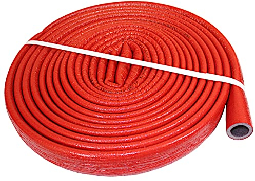 10 m Rolle PE-Rohrisolierung Isolierschlauch Rot | Schutzschlauch Heizungsrohr Isolierung mit Schutzhaut | Rohr Dämmung Schlauch Rohrdämmung Warmwasserleitung Heizung (Innendurchmesser: 28mm)