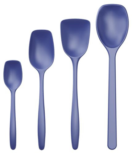 Rosti Classic Kochlöffel Set 4-Teilig, Hochwertiges Küchenhelfer Set mit 3 Kochlöffel & 1 Backlöffel, aus Kunststoff, Hitzebeständig, Bruchsicher, Spülmaschinenfest, Electric Blue