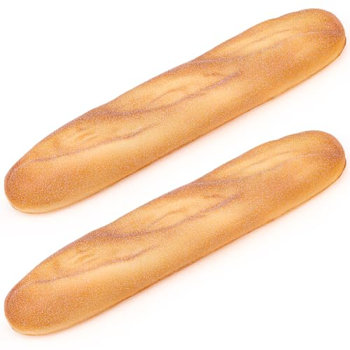 Funzhan 2 baguettes de pain français artificielles, pain artificiel réaliste en PU pour décoration, faux pain long, faux pain de pain, affichage alimentaire pour décoration de vitrine de magasin