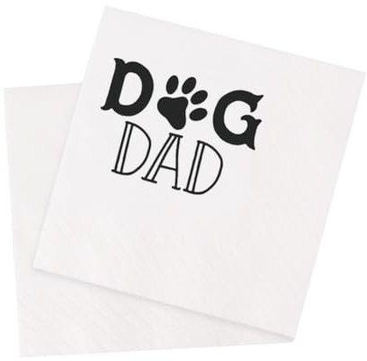 VOWFOO Cocktail-Servietten mit lustigen Hundezitaten, 100 Stück, mit Spruch Dog Dad, Einweg-Servietten für Getränke, Bar, Party, Tischdekoration, 100 Stück, 4,5 x 4,5 cm, 2-lagig (Dog Dad)