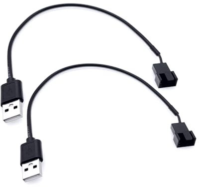 JZK 2 Piece USB to 3-pin/4-pin PWM 5V USB Sleeved Fan Power Adapter Cable - USB to 3-pin/4-pin Case Fan Connector Cable