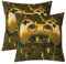 Juego de 2 fundas de almohada geométricas de 45,7 x 45,7 cm, fundas de cojín para niños, color negro y amarillo quemado, fundas de cojín para videojugadores, fundas de cojín cuadradas con mando de