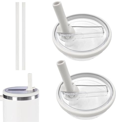 GWAWG 2 Pack Tumbler Flip Straw Lid with Straw, Dustproof Leakproof Lid for Stanley 40 oz Tumbler