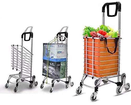 LKYLGYU Carrello per la spesa pieghevole con ruote per scale – 2 in 1 carrello e carrello a mano, borsa staccabile per supermercato borsa della spesa