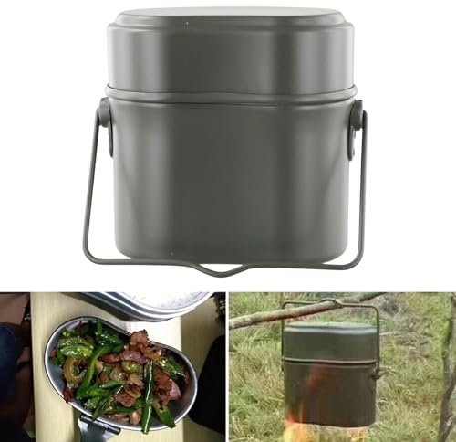 Fiambrera al aire libre, lonchera multifunción portátil con mango de aluminio para cocinar en fuego para acampar