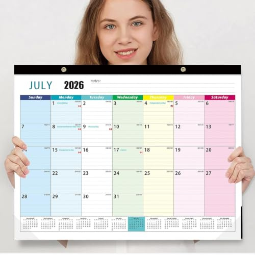 Wandkalender, 2025/26, Großbritannien, großer Wandkalender von Januar 2025 bis Juni 2026, 55,9 x 43,2 cm, großer Schreibtischkalender für Familienküche, Zuhause oder Büro